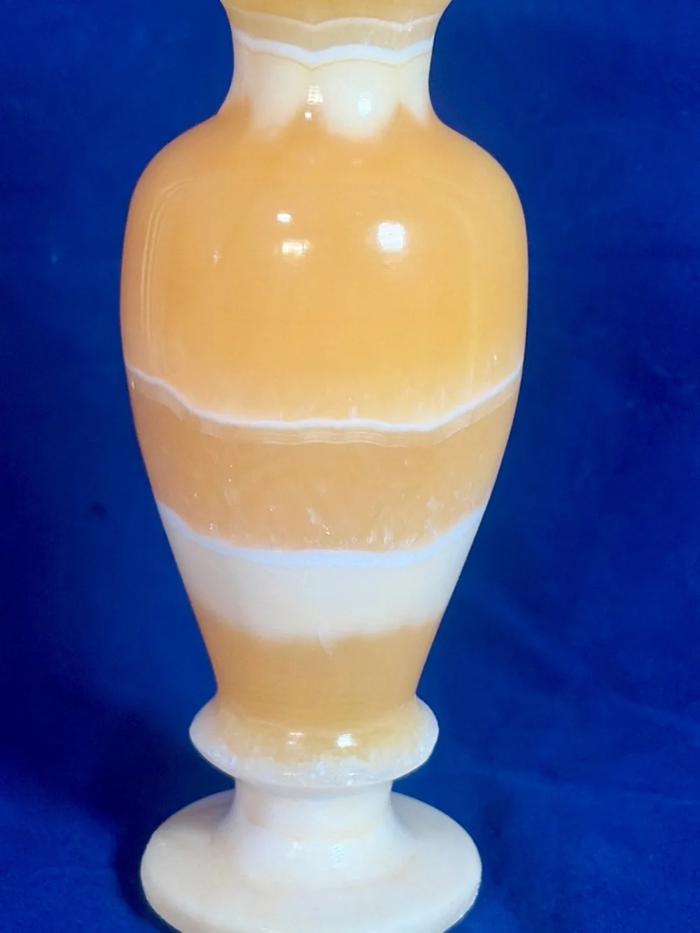 Handmade Egyptian Alabaster Vase 6.5” Carved Stone Honey Gold Veining